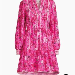 Lilly Pulitzer Vibrant Pink Floral Long Sleeve Dress